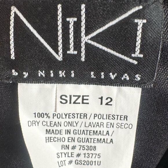 Vintage Niki by Niki Livas black chiffon twisted vback midi dress size 12 - Picture 6 of 7